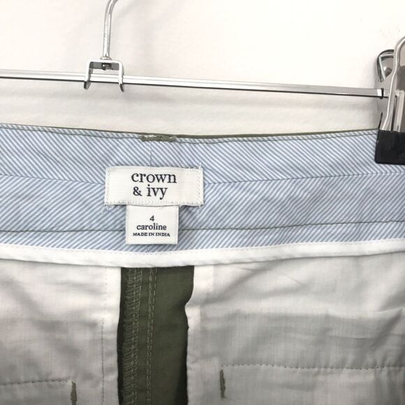 Crown&Ivy Green with Pink Embroidery Caroline Shorts Size 4 - Picture 2 of 3